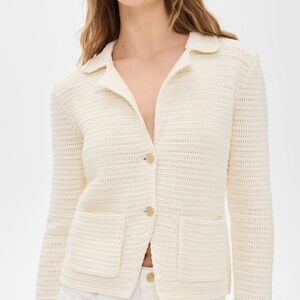 NWT Frame The Crochet Sweater Cardigan Blazer Cream • XS